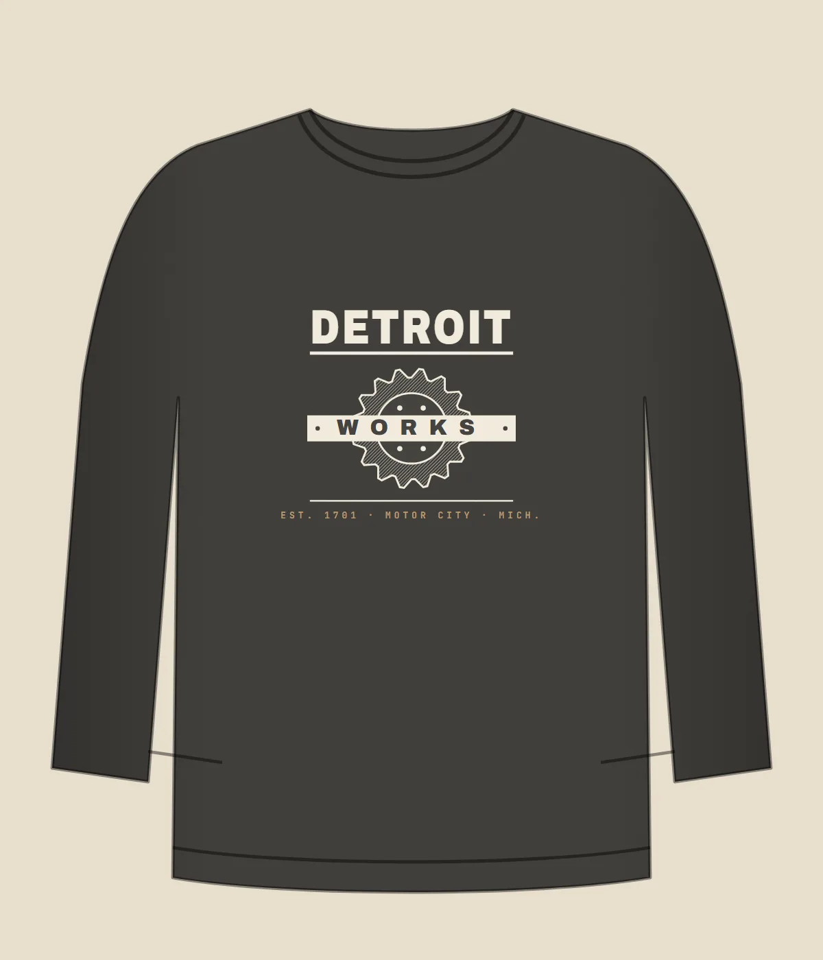 Detroit Works Garment-Dyed Crewneck — Washed Black